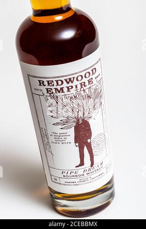 Ein kalifornischer Bourbon Whiskey namens Redwood Empire Stockfoto