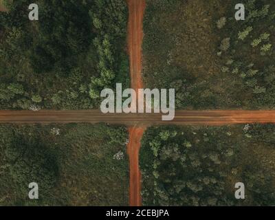 Straßenlandschaft von oben gesehen Stockfoto