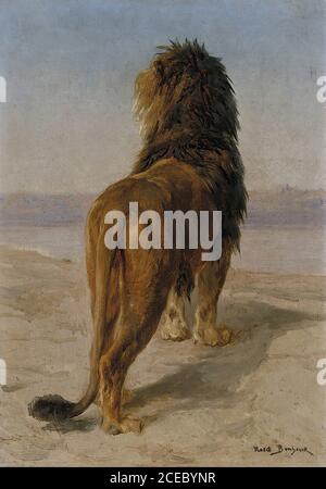 Bonheur Rosa - Löwe (der Blick heraus) 2 - Französische Schule - 19. Jahrhundert Stockfoto