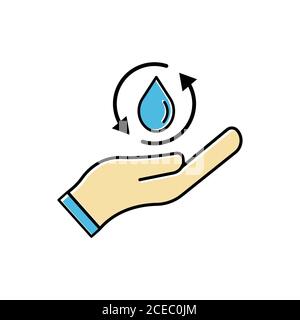 Symbol für Wassermanagement, Symbol für Hand- und Fallwasser. Vektor der Designvorlage Stock Vektor Symbol für Wassermanagement, Symbol für Hand- und Fallwasser. Vektor der Designvorlage Stock Vektor
