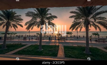 Wundervolle Morgenansicht in Al khobar Corniche - Al-Khobar, Saudi Arabien. Stockfoto