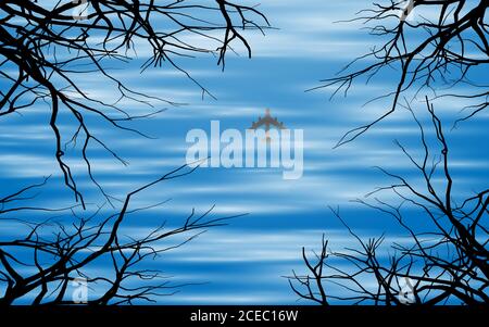 Blick auf Wolken am blauen Himmel im Winter Stock Vektor
