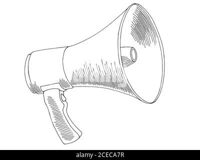 Megaphone Grafik schwarz weiß isoliert Skizze Illustration Vektor Stock Vektor
