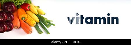 Vitamin Healthy Heart Food Essen Sie gesunde Lebensmittel Obst und Gemüse Ausgewogene Ernährung Stockfoto