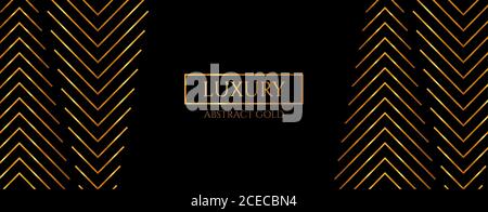 Abstrakter horizontaler Hintergrund mit Goldlinie auf einem schwarzen. Banner im modernen Design. Mit leuchtend goldenen Streifen. Vector Luxury-Banner. Stock Vektor