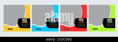 Social Media Post-Set von editierbaren minimalen quadratischen Banner-Vorlage Stock Vektor