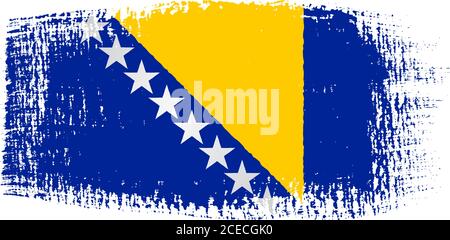 Bosnien und Herzegowina Flagge Pinselstrich Stock Vektor