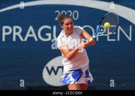 Miriam Kolodziejova aus Tschechien in Aktion während der TK Sparta Prague Open 2020, Tennisturnier der WTA, als Ersatz für die cancele Stockfoto