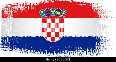 Kroatien Flagge Pinselstrich Stock Vektor