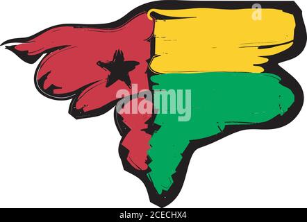 Guinea Bissau Flagge Karte Stock Vektor