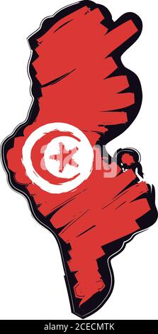 Flaggenkarte Tunesien Stock Vektor