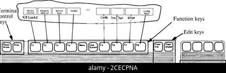 . hp :: Terminal :: 02390-90001 2392A Display Terminal Reference Manual Apr1984. Nctions werden ignoriert, wenn sich das Terminal im Formatmodus oder Blockmodus befindet. 3-2 HP2392A Tastatur-Steuerungs-Zeichen-/Blockmodus ([f3]) Wenn das Terminal online mit einem entfernten Host-Computer verbunden ist, arbeitet es in einem der folgenden Datenübertragungsmodi: • Zeichenmodus, in diesem Modus werden Daten zu einem Zeitpunkt übertragen, zu dem sie über die Tastatur eingegeben werden. Steuercodes (z. B. Cr und IF) werden ebenfalls übertragen. • Blockmodus. In diesem Modus werden die Daten ZUM Zeitpunkt der Eingabe über die Tastatur NICHT übertragen Stockfoto