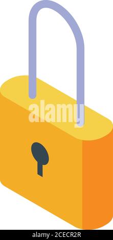 Digitales Entgiftungs-Vorhängeschloss-Symbol, isometrischer Stil Stock Vektor
