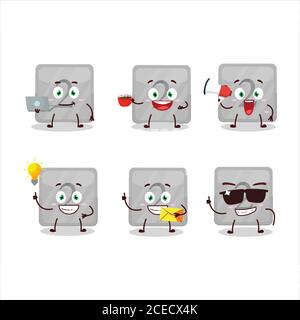 Silber erste Taste Cartoon-Figur mit verschiedenen Arten von Unternehmen Emoticons Stock Vektor