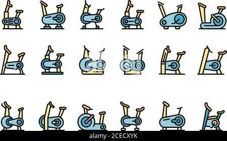 Übung Fahrrad Symbole Vektor flach Stock Vektor