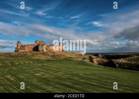 Landschaft von Tantallon Castle Schottland Stockfoto