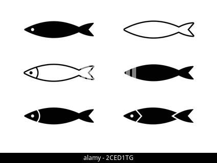 Fish Icon schwarze Silhouette. Symbol für das Fischereilogo. Stock Vektor