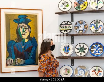 London 1. September 2020 Atelier Picasso im Bastian London vom 3. September bis 31. Oktober 2020. Diese Ausstellung zeigt Picassos Atelier in Cannes als ein immersives Erlebnis innerhalb der Galerie. Kredit: Ian Davidson/Alamy Live Nachrichten Stockfoto