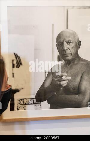 London 1. September 2020 Atelier Picasso im Bastian London vom 3. September bis 31. Oktober 2020. Diese Ausstellung zeigt Picassos Atelier in Cannes als ein immersives Erlebnis innerhalb der Galerie. Kredit: Ian Davidson/Alamy Live Nachrichten Stockfoto