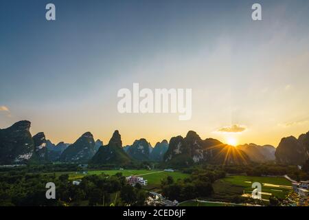 Wunderschöne Reisfelder in der Provinz Guangxi Stockfoto