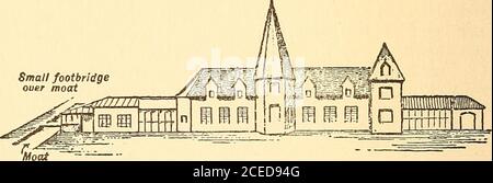 . Raymond, oder Leben und Tod : mit Beispielen für das Überleben der Erinnerung und Zuneigung nach dem Tod. Unsere-gewaschen gelb mit einem weißen Band 18 inchesdeep unter dem Dach; es gibt zwei Türme mit Pointdroofs, die an der Vorderseite des Hauses stehen, projizingleicht von ihm, bilden Erker. Diese Türme, von 26 TEIL I – KAPITEL II das Dach bis zum Boden, sind rote Ziegelsteine, wie auch die Fronten der Dachfenster im Hauptgebäude. Der größere und höhere Turm ist achteckig und steht in der Mitte der Front, der kleinere ist quadratisch und steht auf der rechten Ecke. Auf jeder Seite von Stockfoto