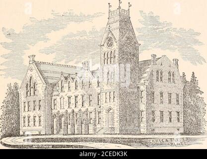 . Ein Gazetteer des Staates Massachusetts : mit zahlreichen Abbildungen. Und Shrewsbury (der Quinsigamond), Webster, Leicester und Brookfield. WORCESTER. 95 die geologische Formation wird in der Regel als kalkhaltiger und ferruginöser Gneis, Merrimack Schiefer und die St. Johns Gruppe gefunden. In diesen metamorphen Gesteinen kommt es zu einer Vielzahl von neugierigen und wertablemineralen. Der Boden - im Allgemeinen eine Mischung aus Lehm mit Lehm oder Sand oder Kies - ist zum größten Teil stark und feucht und gut an die Landwirtschaft von Neu-England angepasst. Das Holzwachstum besteht hauptsächlich aus Eiche, Kastanie, Walnuss, Ahorn, Birke Stockfoto