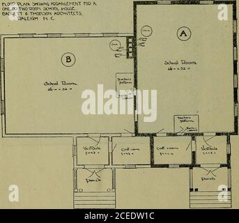 . Pläne und Spezifikationen für Schulhäuser. FRIENDSBIP AOADEJMY, LÄNDLICHE SCHULE,Gwinnett County, Ga. (Dieses Haus wurde gebaut, um Grundriss der Schnitt unten). n.o)R PL^n iMwiMCi WV)V;KU(ii!^TNT row N ONC OOTVMOOOOn SCW». HOUbC.OMJOITT «- TVOnbOH MJCHVTLCT5.. Plan Nr. I. Es gibt ein wachsendes Interesse im ganzen Staat an der Schule Gebäude. Dies manifestiert sich nicht nur in der großen Anzahl von Schulhäusern, die gebaut werden, sondern auch in den Anfragen, die beim State Department of Educationfür Pläne zum Bau neuer Häuser eingehen. Das höchste Bedürfnis in manycommunities ist, dass o Stockfoto