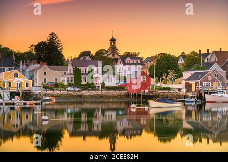 Portsmouth, New Hampshire, USA Stadtbild in der Abenddämmerung. Stockfoto