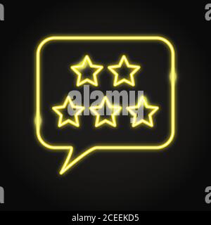 Kundenkommentar-Symbol im Neon-Line-Stil. Symbol für das Konzept des User Feedback. Vektorgrafik. Stock Vektor
