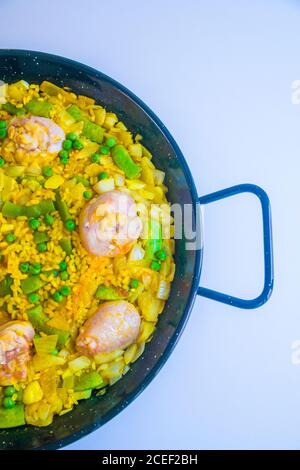 Paella valenciana. Spanien. Stockfoto