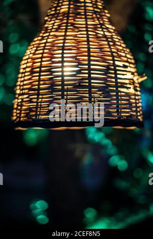 Bambus Lampenschirm in bunten Beleuchtung Baum Stockfoto