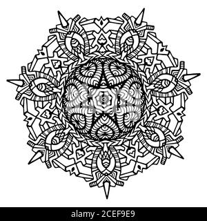 Schwarz und weiß ornamental Tribal ethnischen Mandala Färbung Seite. Muster auf weißem Hintergrund isoliert. Elegante dekorative Blume Mandala. Stock Vektor