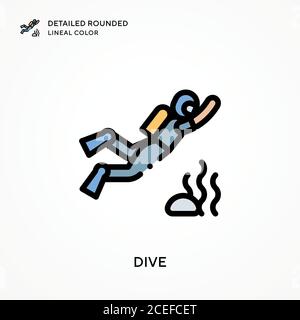 Tauchen Sie detaillierte gerundete Linienfarbe. Moderne Vektorgrafik Konzepte. Einfach zu bearbeiten und anzupassen. Stock Vektor