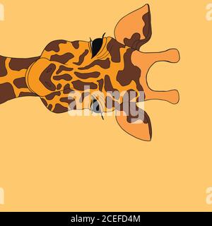 Comic-Stil, lächelndes Gesicht Giraffe, isoliert auf einem beigen Backgroun Stock Vektor