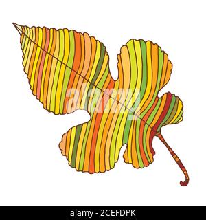 Schöne, bunte Linie, Herbstblatt, Cartoon-Stil, isoliert o Stock Vektor