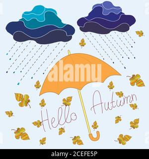 Herbst, dekorativ schönen Hintergrund, Cartoon-Stil, Regenschirm Stock Vektor
