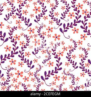 Florale nahtlose Muster, schön, Feld von kleinen Blumen in fo Stock Vektor