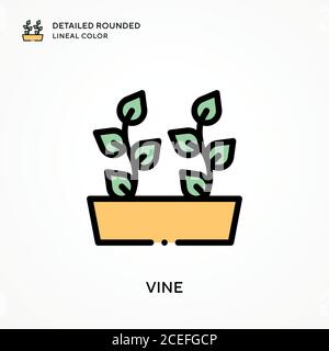 Rebe detaillierte abgerundete lineare Farbe. Moderne Vektorgrafik Konzepte. Einfach zu bearbeiten und anzupassen. Stock Vektor