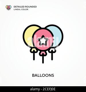 Luftballons detaillierte abgerundete Linienfarbe. Moderne Vektorgrafik Konzepte. Einfach zu bearbeiten und anzupassen. Stock Vektor