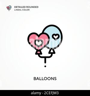 Luftballons detaillierte abgerundete Linienfarbe. Moderne Vektorgrafik Konzepte. Einfach zu bearbeiten und anzupassen. Stock Vektor