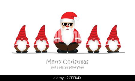 Cool santa claus und seine Helfer gnome weihnachten Cartoon Vektor Abbildung EPS10 Stock Vektor