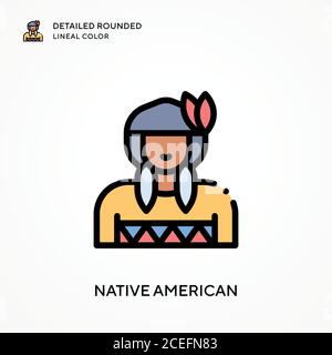 Native american detaillierte abgerundete Linienfarbe. Moderne Vektorgrafik Konzepte. Einfach zu bearbeiten und anzupassen. Stock Vektor