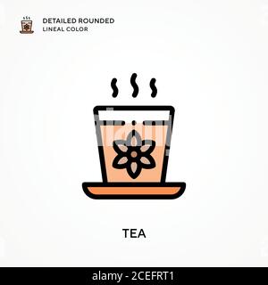 Tee detaillierte abgerundete Linienfarbe. Moderne Vektorgrafik Konzepte. Einfach zu bearbeiten und anzupassen. Stock Vektor