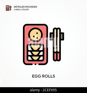 Eierrollen detaillierte abgerundete lineare Farbe. Moderne Vektorgrafik Konzepte. Einfach zu bearbeiten und anzupassen. Stock Vektor