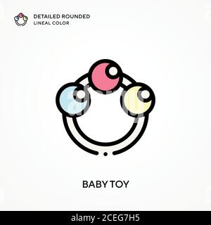 Baby Spielzeug detaillierte abgerundete lineare Farbe. Moderne Vektorgrafik Konzepte. Einfach zu bearbeiten und anzupassen. Stock Vektor