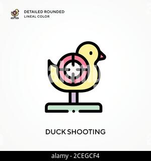 Duck Shooting detaillierte abgerundete Linienfarbe. Moderne Vektorgrafik Konzepte. Einfach zu bearbeiten und anzupassen. Stock Vektor
