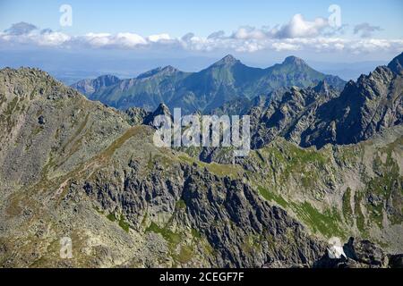 Blick von Vychodna-Vysoka auf die Belianske Tatra, Slowakei Stockfoto