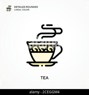 Tee detaillierte abgerundete Linienfarbe. Moderne Vektorgrafik Konzepte. Einfach zu bearbeiten und anzupassen. Stock Vektor