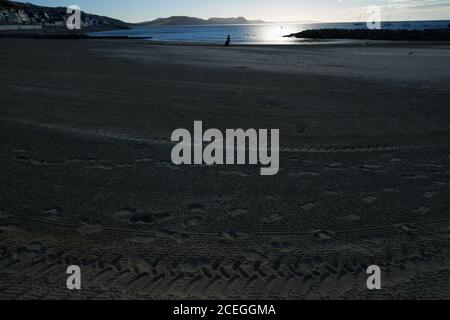 Schöne historische Lyme Regis Dorset UK. UNESCO-Stätte, berühmter fossiler Strand und für die Cobb. Sand- und Kiesstrände auf Südwestküstenweg. Stockfoto