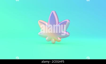 Bunte lebendige 3d-Rendering gepuffte Symbol von Cannabis Blatt auf Farbiger Hintergrund mit Schatten Stockfoto